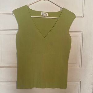 LOFT Sage Green Sleeveless V-Neck Top